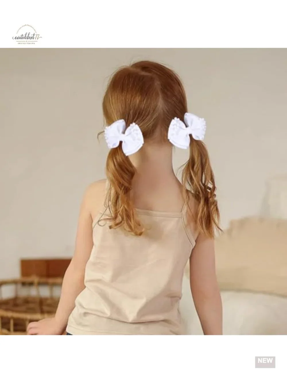 Handmade Pearl Flower Hair Bows with Alligator Clips - 2 Pack